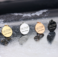 Perle de charme avec logo personnalisé, plaqué or 18 carats, bijoux minimalistes, pendentif de collier en acier inoxydable de 14 mm
