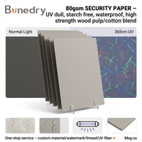 Papier sans amidon format A4, 80 grammes, 85 grammes, bonne résistance à l'eau, finition mate avec fibres UV, papier de sécurité sans amidon