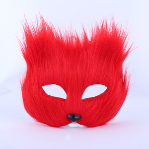 Máscara de Gato Realista de Pelos Longos para Festa de Máscaras de Halloween, Máscara de Raposa Branca de Plástico para Crianças - Product Image 3