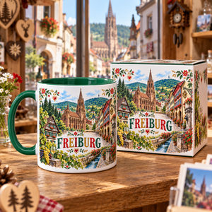 Tasse en céramique souvenir <span class=keywords><strong>de</strong></span> Fribourg, Allemagne, avec motif <span class=keywords><strong>de</strong></span> la Cathédrale, coffret cadeau, tasse souvenir <span class=keywords><strong>de</strong></span> voyage personnalisée, fournisseur en gros OEM ODM - Product Image 3
