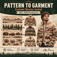 Veste polaire jacquard pour homme, motif faune, fermeture éclair intégrale, en sherpa à poils longs, manteau d'hiver, fabricant et fournisseur de vêtements personnalisés OEM ODM
