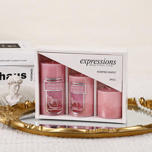 Coffret de 3 bougies cylindriques parfumées en cire de soja, sans fumée, <span class=keywords><strong>pour</strong></span> la maison, idéal <span class=keywords><strong>pour</strong></span> Noël, vente en gros, choix cadeau <span class=keywords><strong>pour</strong></span> amis - Product Image 2