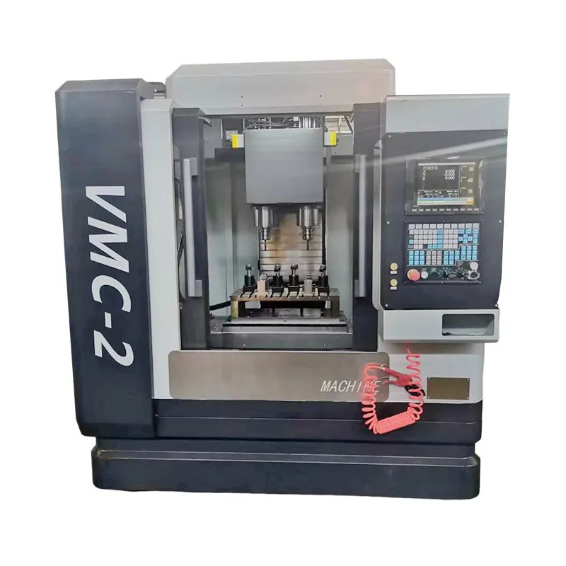 Fully sealed sheet metal 2 spindles drilling tapping CNC surface vertical milling peeling machine