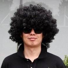 Jhqstlux _ 52 c6 parrucca da festa Afrog in lana nera 10 pollici di lunghezza senza colla anteriore ad alta temperatura in fibra corta lunghe opzioni disponibili - Product Image 1