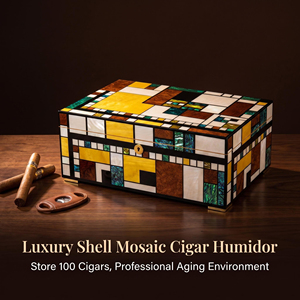 Humidor <span class=keywords><strong>de</strong></span> <span class=keywords><strong>Cedro</strong></span> Lacado <span class=keywords><strong>de</strong></span> Estilo Vintage con Termómetro y Humidificador, <span class=keywords><strong>de</strong></span> Lujo, para Mesa, Capacidad para 100 Cigarros, <span class=keywords><strong>Precio</strong></span> <span class=keywords><strong>de</strong></span> Fábrica JH - Product Image 1