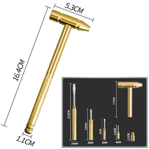 Mini marteau multifonctionnel 6 en 1 plaqué cuivre avec tournevis, outil de réparation de précision pour l'électronique et les projets de bricolage - Product Image 1
