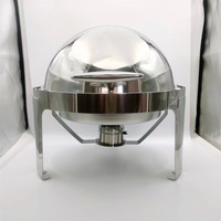 Plat à chafing de luxe en acier inoxydable plaqué or avec couvercle roulant et verre visible, chauffe-plats 6L 9L, ensemble de buffet pour la restauration