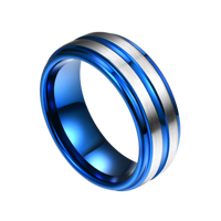 Bagues de joaillerie fine 2026 personnalisées prêtes à être expédiées, bague en tungstène bleue de 8 mm, bagues pour hommes