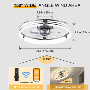 Hiện đại thời trang LED ánh sáng Quạt 6-tốc độ điều chỉnh tốc độ gió điều khiển độ sáng ứng dụng từ xa điều khiển cho phòng ngủ Acrylic đèn - Product Image 4