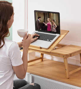 ปรับไม้ไผ่แล็ปท็อปแท็บเล็ตพีซียืนโต๊ะพับเตียงถาดพับแล็ปท็อปโต๊ะพร้อมพัดลมระบายความร้อน - Product Image 4