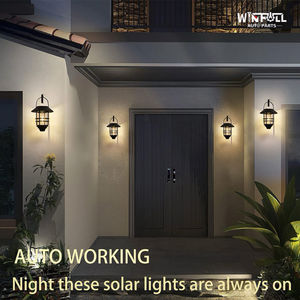 Lanterne solaire extérieure étanche à suspendre, en verre et métal, finition mate, s'allume au crépuscule, pour jardin, porche, route, extérieur - Product Image 5