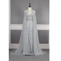 Avondjurk Mermaid Pailletten Rhinestone Crystal Dress V-hals Grote Kralen Prom Jassen Wedding Formele Kleding Gastheer Jurk