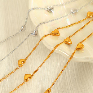 Heart Necklace And <b>Bracelet</b> <b>Set</b> For Women Zinc Alloy Fashion Jewelry Gift <b>Set</b> - Product Image 2