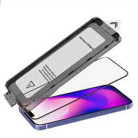 Protecteur d'écran en verre trempé 2.5D à colle intégrale pour iPhone 13 14 15 16 16E 17 18 Pro Max Plus avec outil d'installation facile