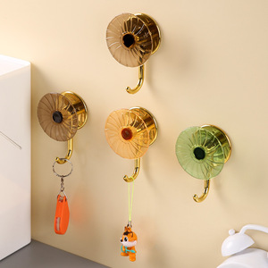 Modern Round Wall <b>Hooks</b> Copper Metal PC Plastic Strong Adhesive Kitchen Bathroom Door Back Storage Key Bag <b>Coat</b> Jewelry - Product Image 1