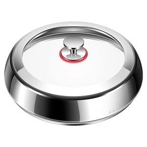 Couvercle de casserole en acier inoxydable 304, en verre trempé, épaissi, résistant à la chaleur, pour ustensiles de cuisine, avec visibilité et protection contre les déversements - Product Image 1