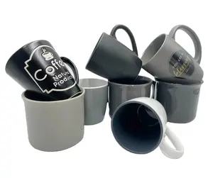 Tazas de café de cerámica con logotipo personalizado, tazas de Color mate, grises y negros, todos los colores, venta al por mayor de fábrica
