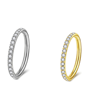 Piercing de Titanio G23 para Niños, Anillo de Nariz Inferior con Cristal/Pedrería Incrustada, Aro Cerrado, Joyería Corporal Moderna sin Costuras