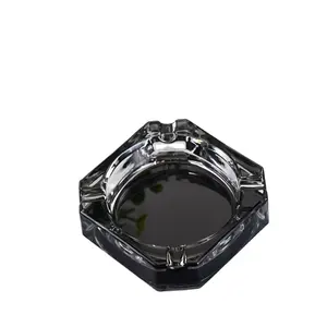 顶级销售透明白色圆形设计方形彩色玻璃烟灰缸带标志