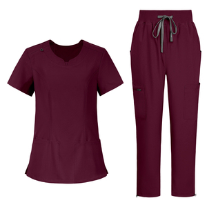 Ensemble de blouses d'infirmière unisexe extensibles dans les quatre sens, col en V, manches courtes, uniforme d'hôpital, 92% polyester, 8% élasthanne, en stock, nouvelle arrivée - Product Image 5