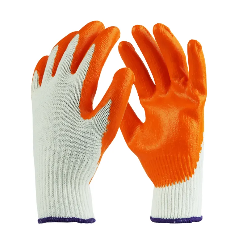 Orange smooth latex coated labor work glove with cotton knitted glove liner for hand protection