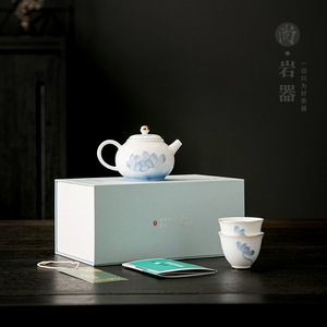 Dehua White Porcelain Kung Fu <b>Tea</b> <b>Set</b> Teapot And Two <b>Cups</b> Hand Painted Lotus Flower Complete <b>Set</b> For Business Gifts - Product Image 2