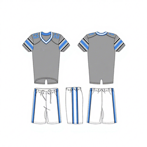 Uniforme de football américain pour adultes à faible MOQ, haute qualité, manches courtes, imprimé par transfert thermique sur le devant, 100 % polyester, en stock - Product Image 1