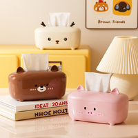 Boîte à mouchoirs créative en forme d'animal mignon, porte-serviettes en plastique épais pour salle de bain, salon, table à thé