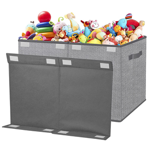 OEM welcome foldable linen fabric cloth storage cube basket bins organizer toy storage box for kids