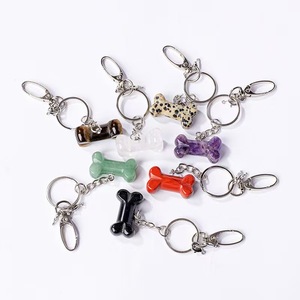 Crystal Rough Stone Carabiner Keychain Creative Pet Pendant Golden Retriever Pug Bag Pendant Demagnetizing Wholesale