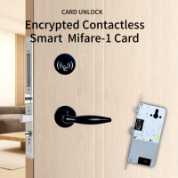 Serrure de porte électronique intelligente en acier inoxydable pour hôtels, avec carte RFID et carte-clé silencieuse