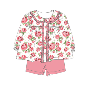 Completo Set <span class=keywords><strong>Abbigliamento</strong></span> Moda <span class=keywords><strong>Bambina</strong></span> Personalizzato con Stampa, Nuovo Design, Body a Maniche Lunghe in Seta Latte, Vendita Calda - Product Image 4