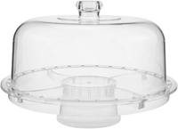 Plateau de service rond multifonctionnel 6-en-1 transparent pour biscuits, bol à punch, support à gâteau avec couvercle en acrylique