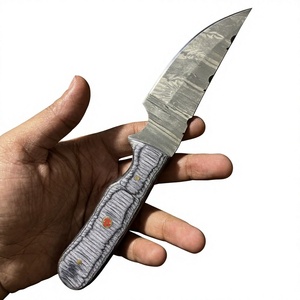 Cuchillo de hoja fija Drop Point de acero de Damasco forjado con mango de madera Pakka, personalizable para caza, camping y supervivencia, 3 años de garantía. - Product Image 2