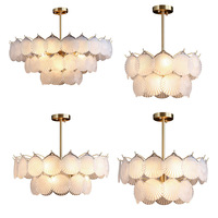 Plafonnier LED de style nordique moderne, lustre en cuivre, verre cristal, fer, blanc chaud 3000K AC pour îlot de cuisine, salle à manger