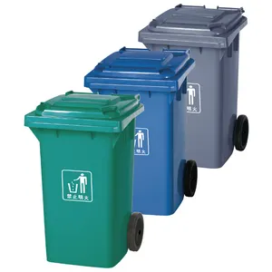 Grande poubelle de classification extérieure Poubelle de recyclage verte en plastique Poubelle d'extérieur à roulettes