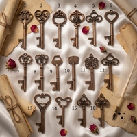 50/100 pièces d'ouvre-bouteilles vintage en forme de clé squelette, cadeaux de mariage avec étiquettes en kraft, souvenirs rustiques en bronze antique doré