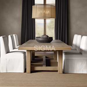 Tavolo da Pranzo Rettangolare Grande Personalizzato con <span class=keywords><strong>Design</strong></span> Italiano in <span class=keywords><strong>Legno</strong></span> Beige Massiccio per Hotel Moderni Stile Regale per Sala da Pranzo d'Hotel - Product Image 1