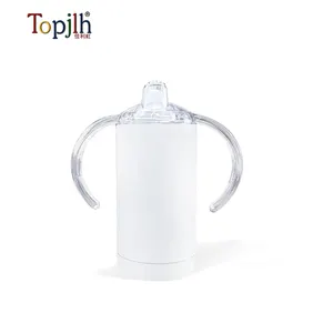 Topjlh Vasos aislados de acero inoxidable con asas 12oz Vaso de doble pared para niños Vaso de vacío a prueba de derrames para niños pequeños