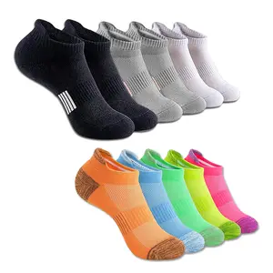 KTS7 Logo personnalisé d'usine Chaussettes d'athlétisme à coupe basse pour hommes Chaussettes de sport rembourrées pour la course à pied pour hommes