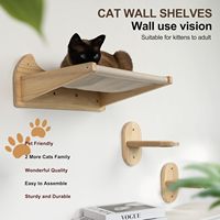 Lit de fenêtre pour chat 2 en 1, ventouses fortes, design carré en bois massif, hamac carré à la mode, cadre d'escalade mural pour fenêtre