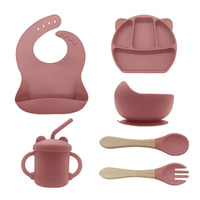 2023 sans BPA Silicone bébé bol enfants Sippy tasse assiette bavoir sevrage ensemble bébé Silicone alimentation vaisselle pour enfants à manger