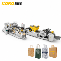 Machine entièrement automatique à grande vitesse pour la fabrication de sacs en papier à alimentation par feuilles, avec poignée plate torsadée et collage de carton au fond