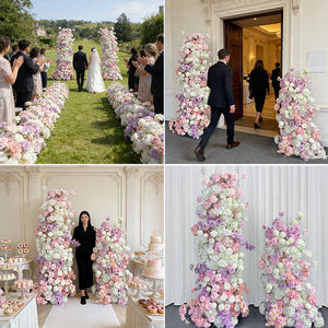 Bola de Flores Artificiales de Seda Realista en Tonos Pastel Rosa, Morado y Blanco, para Decoración de Bodas, Letreros de Bienvenida, Soporte de Flores para Eventos y Regreso a Clases - Product Image 2