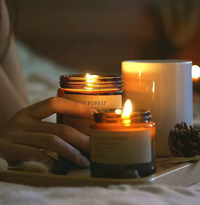 Tarro de vela de cristal Marrón mate esmerilado de lujo con tapa de Metal <span class=keywords><strong>velas</strong></span> perfumadas de aromaterapia de cera de soja para regalo de vacaciones - Product Image 6