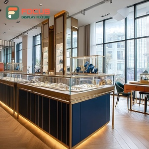 Luxury Jewelry Store Interior Display Wood Frame Brand Store Glass Showcase - Product Image 4