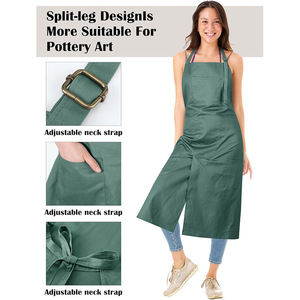 Có thể điều chỉnh khóa bông vải làm việc tạp dề gốm chia chân Tạp dề dài nghệ sĩ Sơn tạp dề với 3 túi để làm sạch - Product Image 4