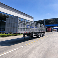 Semi-remorque utilitaire de transport de bétail et de marchandises lourdes, à ridelles rabattables, 3 ou 4 essieux, fabriquée en usine