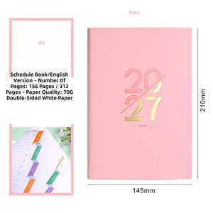Agenda SYC 2027 en Inglés y Español, Formato A5, Planificador Diario, Cubierta <span class=keywords><strong>de</strong></span> Cuero PU Suave, Encuadernación Térmica, 156 <span class=keywords><strong>Hojas</strong></span>, <span class=keywords><strong>Calendario</strong></span> Anual, para Viajes y Estudios - Product Image 3