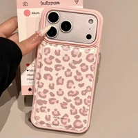 Coque de téléphone antichoc en cuir TPU imprimé léopard rose tendance INS pour iPhone 17 Air 16 15 14 13 12 11 Pro Max